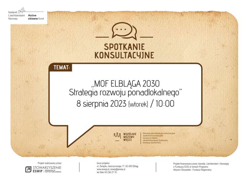 Konsultacja Strategii Rozwoju Ponadlokalnego MOF ELBLĄGA