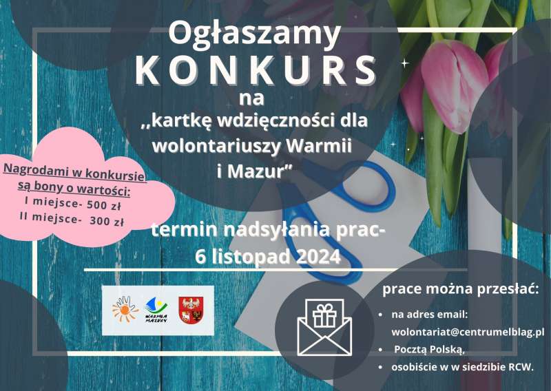 Konkurs ‘’Kartka wdzięczności dla wolontariusza Warmii i Mazur’’